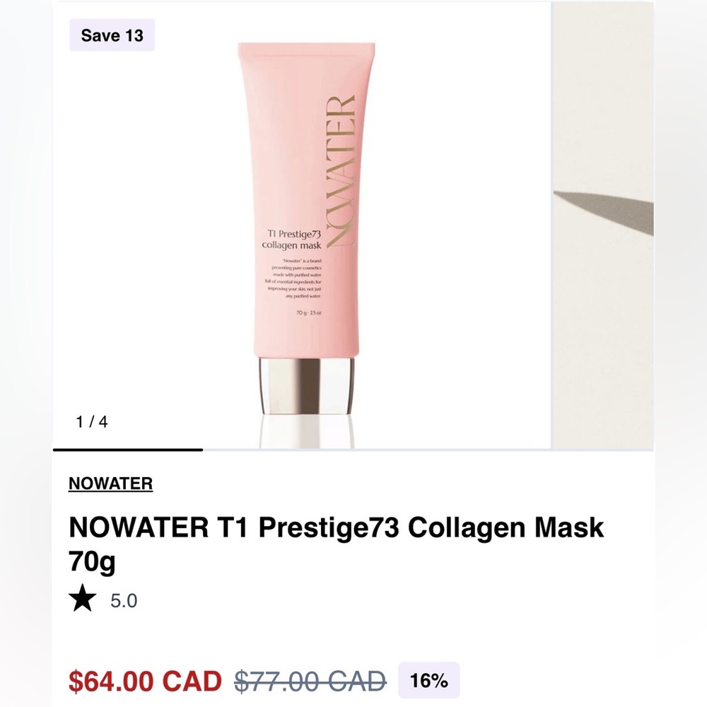 NOWATER T1 PRESTIGE COLLAGEN MASK - BRAND NEW in a SEALED box! - Picture 6 of 10